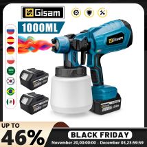 PISTOLA DE PULVERIZACIÓN eléctrica inalámbrica de 1000ML, potente pulverizador de pintura HVLP, aerógrafo con revestimiento de acero para muebles de automóvil para Pin de batería Makita de 18V