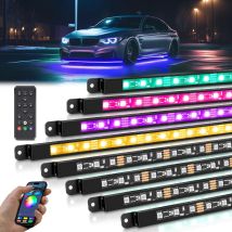 RGBW LED Car Underglow Light Bar Kit Underbody Light Strip Remote APP Control RGB Neon Light Atmosphere Lamp for Auto Decoration