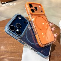 Luxury Glitter Clear For Magsafe Wireless Charge Case for iPhone 17 16 15 14 Plus 13 12 Pro Max Plus Air Shockproof TPU Cover