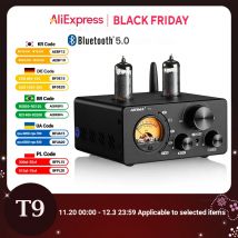 AIYIMA Audio T9 HiFi Bluetooth 5.0 wzmacniacz lampy elektronowej USB DAC Stereo Amplificador COAX OPT VU Meter głośnik wzmacniacz wzmocnienie
