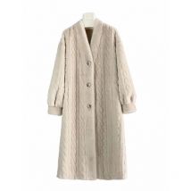 Faux Fur Coat Women 2025 - Long Plush Mink Effect Cable Knit Cardigan, Eco Friendly Thickened Winter Jacket, Y2K Cozy Fuzzy Oute