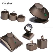 PU Brauner Schmuckständer-Set für Ringe, Ohrringe, Anhänger, Halsketten, Armbänder und Armreifen – Aufbewahrungs- und Organizer-Kit