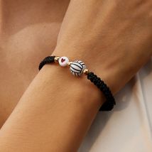 Acrylic Ball Sport Heart Braided Bracelet Volleyball Tennis Basketball Football Baseball Rope Chain Bangle For Women Men Jewelry