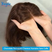YOCYTU Parrucche anteriori in pizzo marrone cioccolato Parrucche Glueless da 12 pollici Capelli umani per le donne Parrucca Bob 4X4 Capelli umani Consegna in 3 giorni Francia