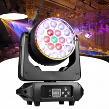 Ruchoma głowica Beam 19x15W 4w1 RGBW Beam Wash Zoom z kontrolą okręgu i efektem Halo, oświetlenie sceniczne, DJ, dyskoteka, impreza, koncert, wesele