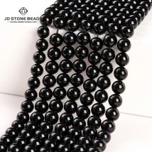 Natürliche Stein Perle Schwarz Turmalin Runde Lose Spacer Edelstein 4 6 8 10 12mm Für Schmuck Machen Diy Armband halskette Zubehör