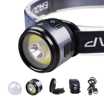 Lampada frontale Fascia per capelli Lampada da miniera ricaricabile Clip per cappuccio ultraluminoso Costruzione da campeggio Luce forte regolabile LED
