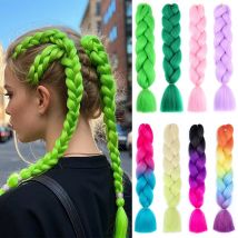 24 Zoll synthetische Yaki Zöpfe Haar Ombre Flechten Haar Jumbo Braid DIY grüne Haarverlängerung für Frauen