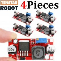 TENSTAR 4 Stück LM2596 Stromwandler-Abwärtsmodul, rote Platine, DC-DC, 1,5 V–35 V, einstellbares Netzteil 3,3 V/5 V/12 V, LM2596S-ADJ