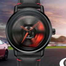 NS Men's Car wheel hub watch Minimalist Fashion Sports Watch Calendar Leather casual Quartz watch