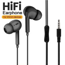 Auricolare universale cablato da 3,5 mm Auricolare stereo HiFi Auricolare sportivo per musica con microfono HD Cuffie per computer portatili