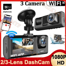 Kamera samochodowa 2/3-kamerowa WIFI Dash Cam DVR 1080P z kamerą wewnętrzną, trójkanalowy rejestrator DVR, rejestrator wideo, kamera samochodowa Dashcam Camcorder