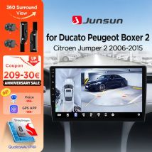 Junsun 360° ° Panoramakamera-Autoradio für Fiat Ducato Peugeot Boxer 2 Citroen Jumper 2 2006–2015 Wireless CarPlay Android Auto