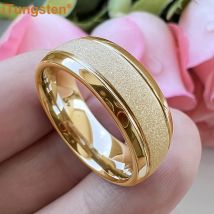Wolfram 6mm 8mm Wolfram karbid Ring für Frauen Männer gewölbte gerillte sand gestrahlte Dame Gentleman Geschenks chmuck Komfort fit