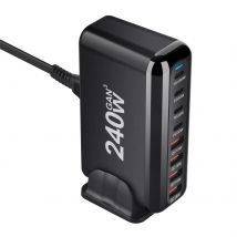 Neues 240 w gan usb c schnell ladegerät w 8-port ladestation hub schnell kompakt gan ladegerät netzteil, kompatibel mit m