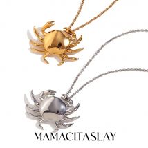 MamacitaSlay Niedliche kleine Krabben-Anhänger-O-Ketten-Halsketten für Frauen, moderner Großhandel, anlaufgeschützt, Edelstahl-Schmuck für Mädchen