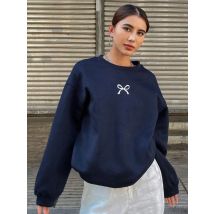 Casual frauen Sweatshirts Kawaii Bogen Grafik Drucke Pullover Komfortable Warme Oversize Hoodie Herbst Fleece Weiche Weibliche Kleidung