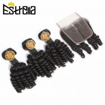 Brasilianische Bouncy Lockiges Haar Mit Verschluss Menschliches Haar 3 Bundles Mit 4 × 4 Verschluss