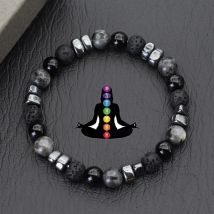 Bracciale uomo premium Bracciale curativo ematite irregolare Braslet Lava naturale Occhi di tigre Braclet Meditazione Accessori yoga Pulseria