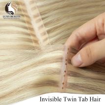 Blonde injected Hole Weft Human Hair Extensions Straight Twin Tab Butterfly Weft Natural Invisible Brown Hole Weft Extensions