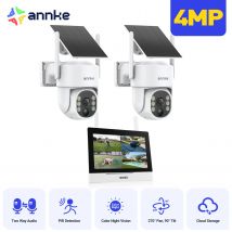ANNKE Sistema di sicurezza CCTV da 4 MP NVR wireless da 4 canali Monitor da 7 pollici Rilevazione movimento 2 telecamere Super HD Audio bidirezionale Visione notturna IR