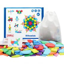 Set da 210 pezzi Puzzle 3D in legno Forma geometrica Tangram Jigsaw Giochi Montessori Giocattoli educativi per bambini con 30 carte