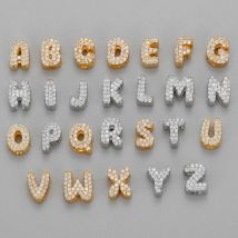 Modische Mini-Initialen-Alphabet-Anhänger mit Zirkonia-Besatz, Kleine Englische Buchstaben-Anhänger für DIY-Halsketten, Armbänder, Schmuckzubehör und Geschenke