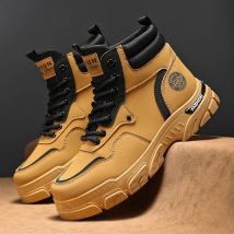 Hochwertige Leder Herren Stiefeletten Winter Outdoor Freizeit schuhe rutsch feste High Top Arbeits stiefel atmungsaktive Wander Wanderschuhe