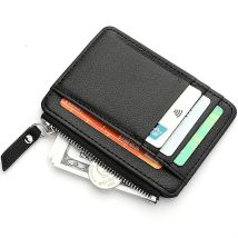 Mini porta carte di credito Porta carte d'identità per portafoglio piccolo da uomo Portafoglio corto con cerniera a manica sottile Porta carte da visita Regali da uomo