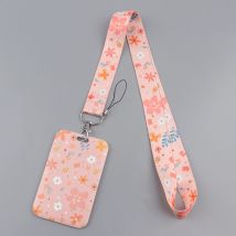 LX1356 Pink Flower Neck Strap Lanyard for Keys Keychain Badge Holder ID Credit Card Pass Lariat Mobile Phone Charm Accessories