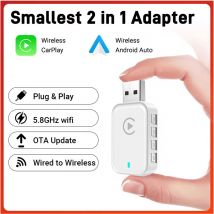 Mini Box 2in1 Wireless Carplay Android Auto Box verkabelt mit Wireless Dongle Automatic Connect Adapter Bluetooth Plug & Play