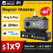 Kamera termowizyjna P1 1112 ℉   Termowizor do inspekcji domów z rozdzielczością 320*240 X³IR, kompatybilny z telefonami iOS i Android.