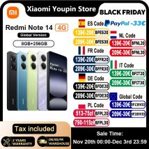 Globalna wersja Xiaomi Redmi Note 14 4G Smartphone MediaTek Helio G99-Ultra 108MP AI Camera 5500mAh Battery 6.67" 120Hz Display
