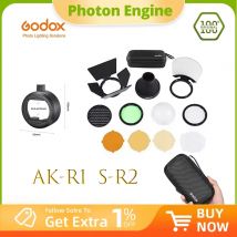 Godox AK-R1 S-R2 Porta della stalla, Snoot, Filtro colorato, Riflettore, A nido d'ape, Kit sfera diffusore per Godox AD200 H200R V1 Flash Head