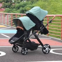 Envío de la UE, cochecito de bebé Twins, puede sentarse y acostarse, carrito doble para niños, cochecito plegable con amortiguador, cochecito de bebé plegable