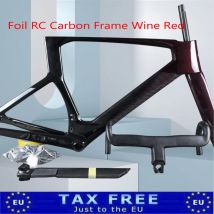 Rama rowerowa T1000 Foil RC Carbon, ramy rowerowe szosowe z hamulcami tarczowymi, kolor wino, z kierownicą, kompatybilna z mechanikami i Di2
