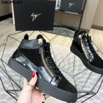Luxury Designer Leather Snake-print Men's Sneakers Fashionable Autumn And Winter Male Board Shoes Casual Shoes