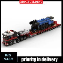 MOC Urban Freight Transport Vehicle 8x4 Semi Traktor mit 10-Achsen ausziehbarem Low Loader Modell Baustein Boy Collection Spielzeug