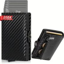 Portacarte Minimalista da Uomo Ultra-Sottile in Alluminio con Sistema Pop-Up per Carte Bancarie |     Portafoglio Porta Carte in Fibra di Carbonio |     Portafoglio in Metallo con Protezione Anti-RFID