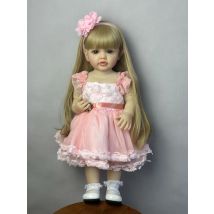 Silikon-Reborn-Babypuppe, bereits bemalt, fertig wach, für Neugeborene, Größe langes Haar, 3D-Haut, sichtbare Adern, Kunstpuppe zum Sammeln