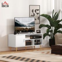 HOMCOM Mueble de TV hasta 60 Pulgadas con Armario 3 Compartimentos 120x40x55cm