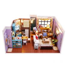 Casa de Mónica DIY, casas de muñecas de madera, Kit de construcción en miniatura, Casa de muñecas con muebles, juguetes de montaje para regalos de amigos