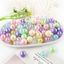 Sunrony Pearl Iridescence Mehrfarbige runde Acrylperlen Spacer Ball Sets für Schmuckherstellung DIY Armband Halskette Zubehör