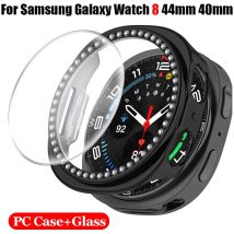 Diamantgehäuse + Glas für Samsung Galaxy Watch 8 40 mm 44 mm Zubehör PC-Schutzhülle für Galaxy Watch 8 Abdeckung