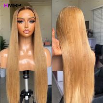 Leimlose Lace-Frontal-Perücken, bereit zum Mitnehmen, Ombre P4/27, Farbe, gerade brasilianische Haarperücke für Frauen, 360/13×6 HD Lace-Frontal-Perücken