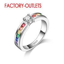 Ring aus 925er-Sterlingsilber, Modeschmuck, bunter Zirkonia, Spannungseinstellung für Damen und Mädchen, Party, Verlobung, Großhandel