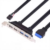USB2.0- und USB 3.0-Buchsenleisten für Motherboard, 9-poliger 20-poliger Motherboard-Verlängerungskabeladapter mit 12 cm PCI-E-Halterung