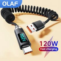 Cavo USB C a tipo C retrattile con display digitale da 120 W per iPhone 15 16 Cavo USB tipo C a ricarica rapida Samsung Huawei