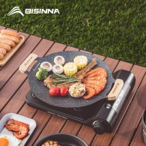 BISINNA 30CM Outdoor BBQ Grill Pan antiaderente piano cottura teglia coreana Roastig Grill Plate attrezzatura da campeggio
