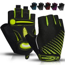 MOREOK Fahrrad-Fahrradhandschuhe, halber Finger, atmungsaktiv, 5 mm Gel-Pads, Fahrradhandschuhe, stoßdämpfende Mountainbike-Rennradhandschuhe
